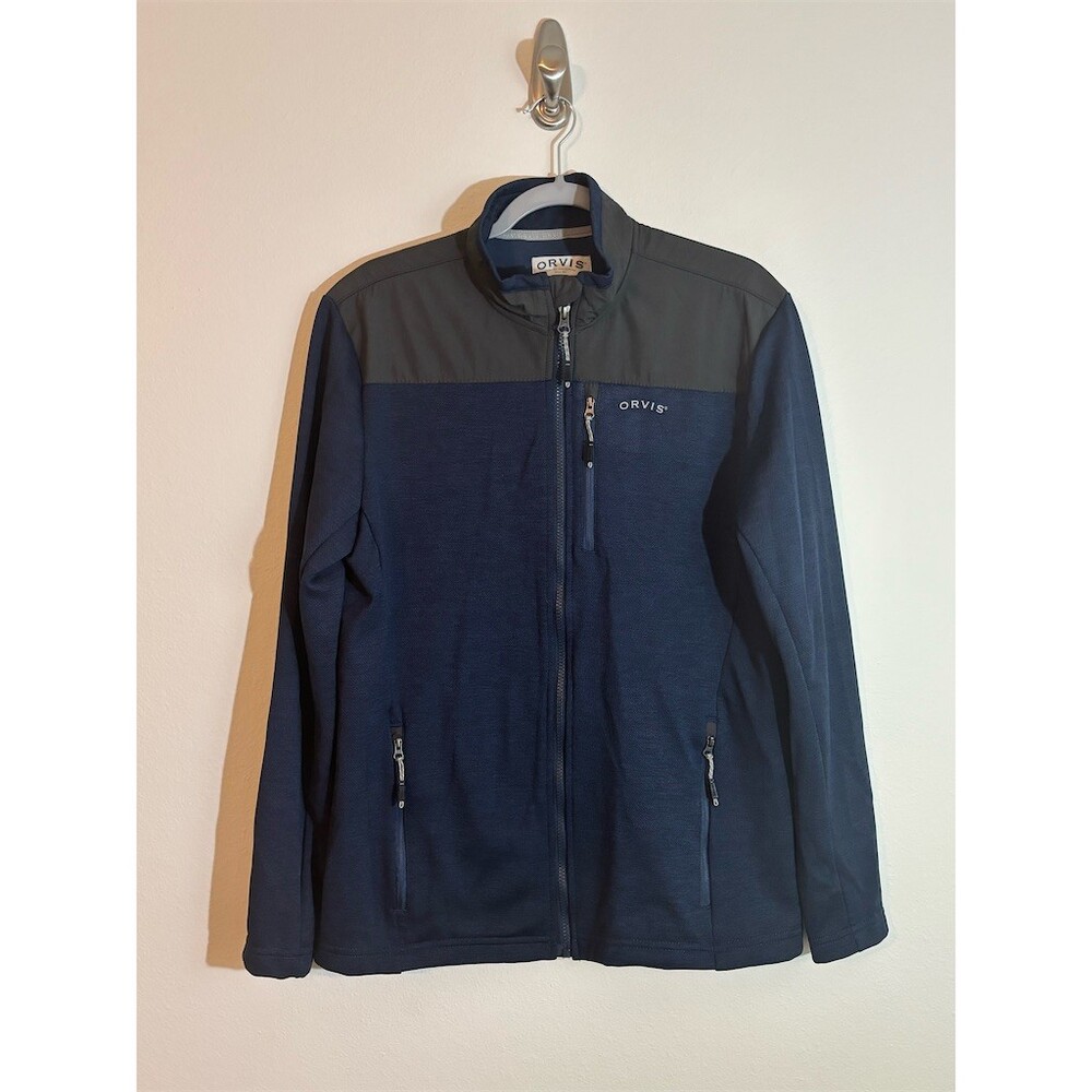Orvis Windbreaker Jacket Men's Size S Blue/Gray Colorblock Full Zip Mock